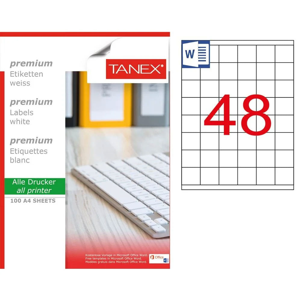 ETICHETE 48/A4 35*35MM COLTURI DREPTE 100/TOP TANEX ETICHETE 48/A4 35*35MM COLTURI DREPTE 100/TOP TANEX